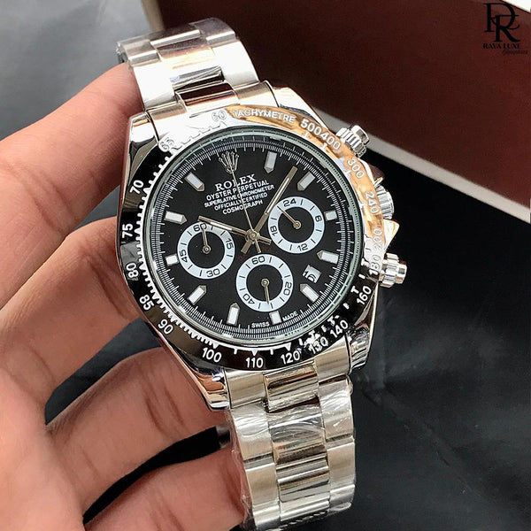 Daytona Silver/Black Chain Watch