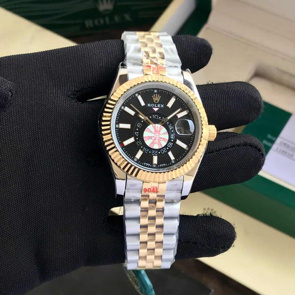 Elegant Steel Sky Dweller Watch With Winding