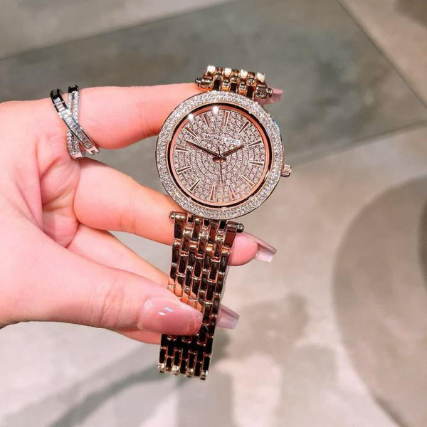 Crystal Watch With Crystal Accents With Sleek Design