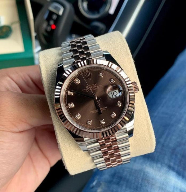 Date Just 2 Tone-Brown Diamond Watch