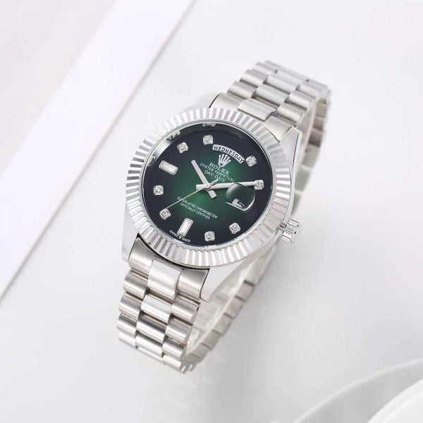 Day Date Silver/Green S-Diamond