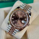 Date Just 2 Tone-Brown Diamond Watch