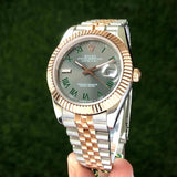 Date Just Rose Gold Roman Watch