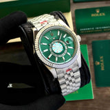 Elegant Steel Sky Dweller Watch With Winding