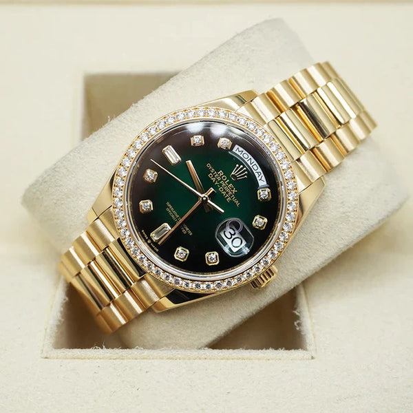 Day Date Gold/Green Diamond