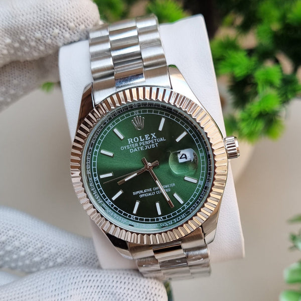 Date Just Silver/Green Watch