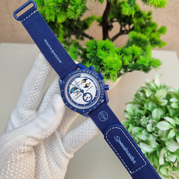 Omag_a Speedmaster Blue Watch