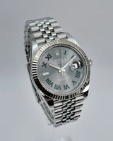 Date Just Silver Roman Watch