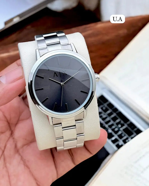 AX Exchange Signature Silver/Black Watch