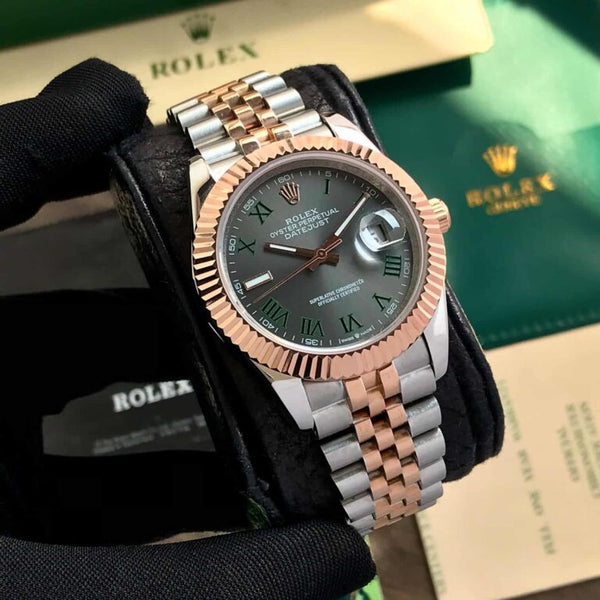 Date Just Rose Gold Roman Watch