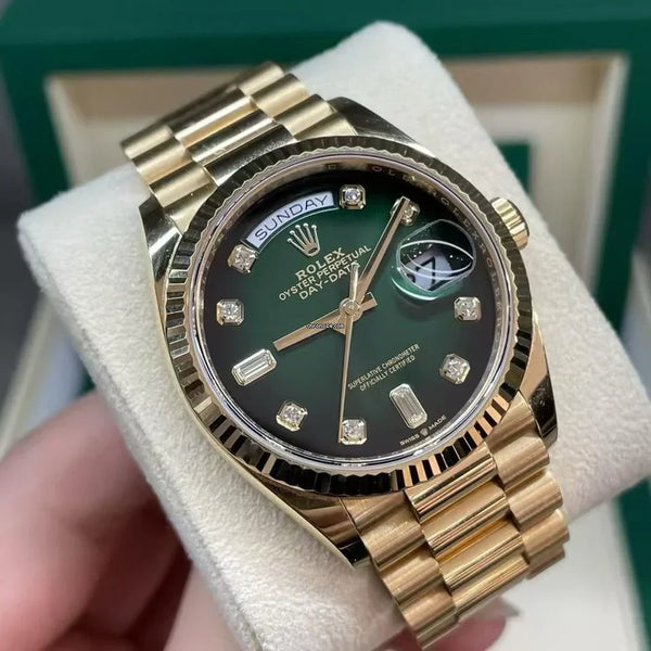 Day Date Gold/Green S-Diamond
