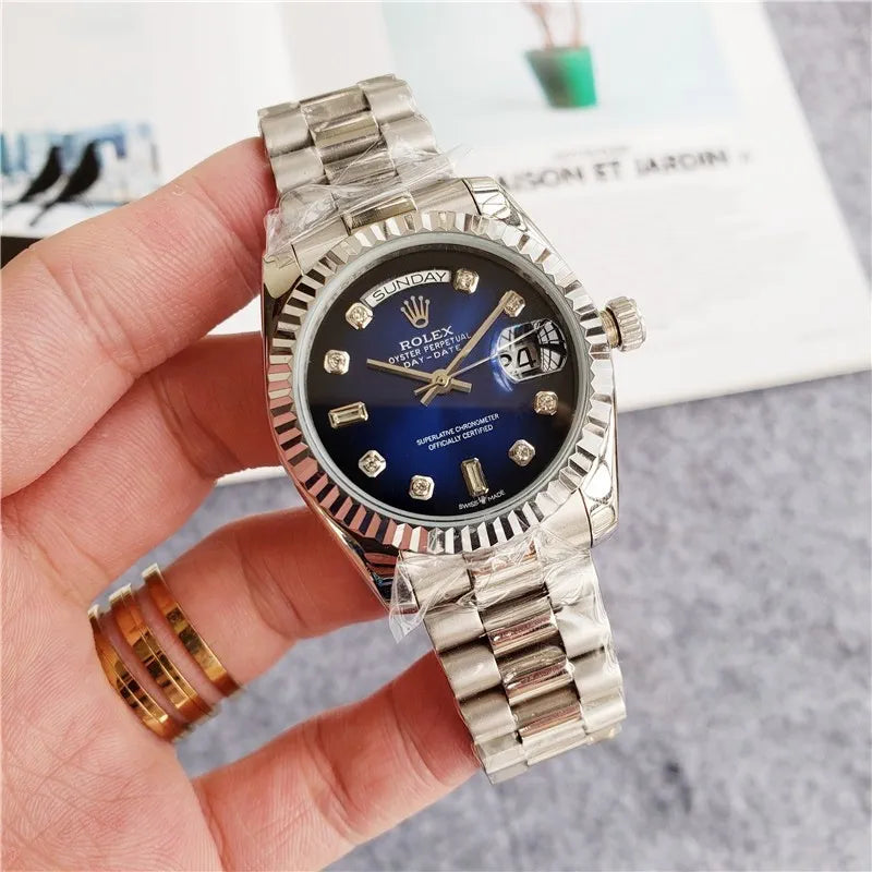Day Date Silver/Blue S-Diamond