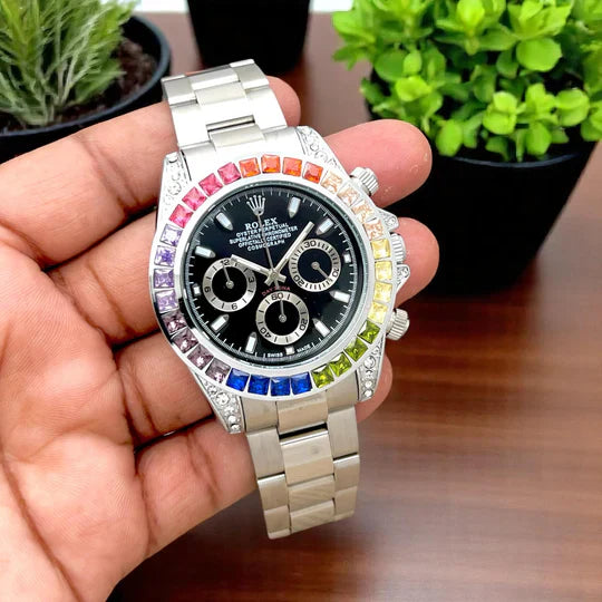 Daytona Rainbow Silver Watch